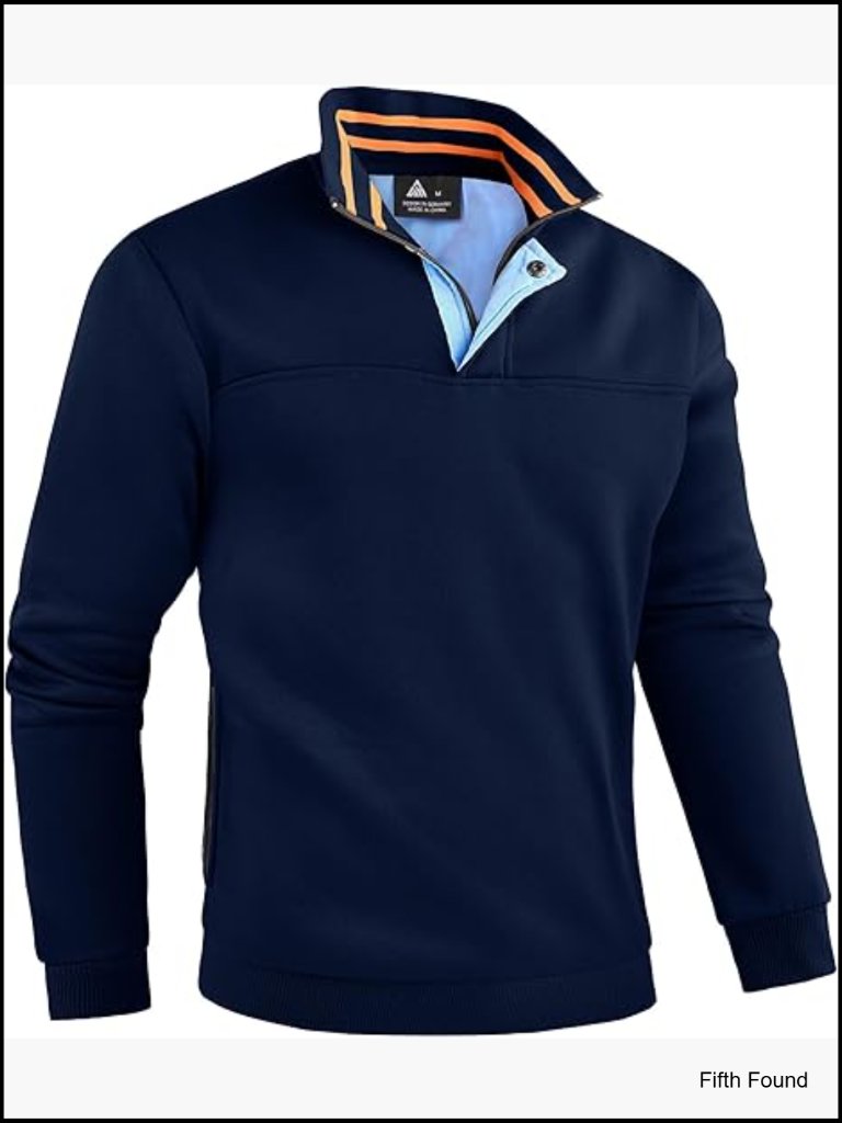 Men's Quarter Zip Pullover Fleece Lined Sweatshirt With Side Pockets